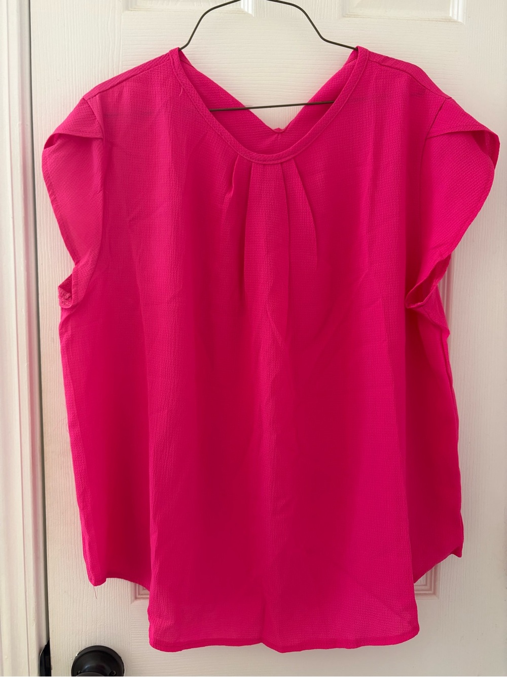 Sleeveless Pleat-Front Blouse in Bright Pink